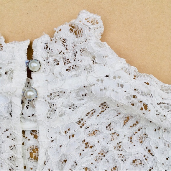 Sandro β Coleta High Neck Lace Blouse in Ecru White Size 1 US 4 - Picture 6 of 9